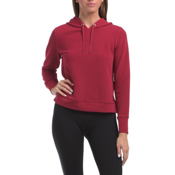 CALVIN KLEIN Red Tech Waffle Pull Over Hoodie - Picture 1 of 2
